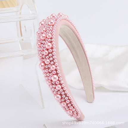 High-end sense popular hair band new fashion hair band female temperament color full pearl Joker multi-color hair accessories wholesale