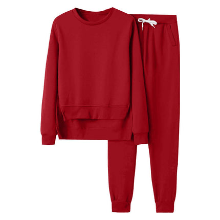 2023 Amazon cross-border new loose plus size top women's long sleeve hot figure sweater fleece-lined casual suit wholesale