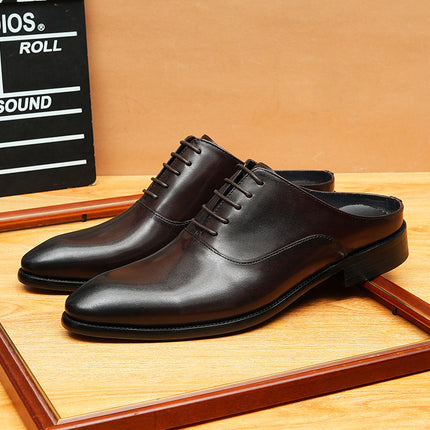 Trendy Foreign Trade Half-Slippers, Business Formal Leather Sandals, Genuine Leather Slip-On Outdoor Clogs, Fitting Room Men's Shoes