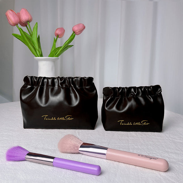 Portable storage bag lipstick cosmetic bag carry-on bag data line coin purse PU shrapnel bag automatic closing fold bag