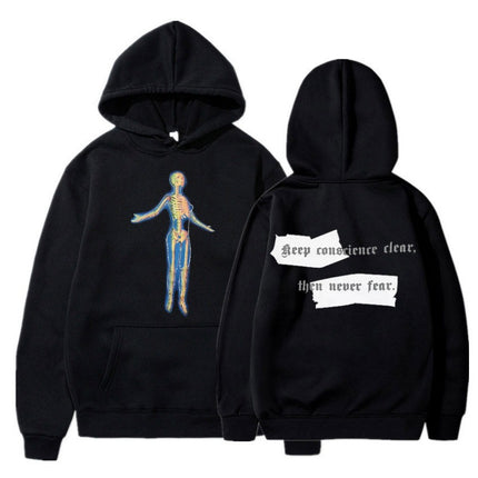 [Cross-border European Code] Skeleton Thermal Imaging Graphic Print Hoodie
