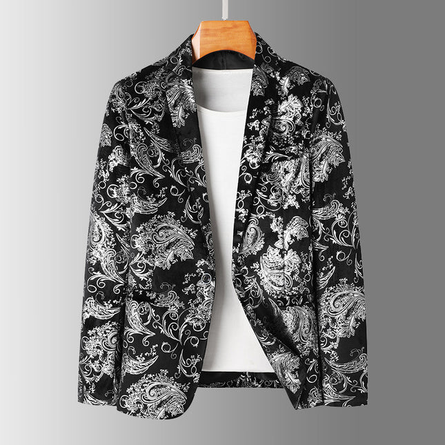 Golden silver Suit Jacket Men's Autumn and Winter New British Casual Light Mature Suit A056-9919P85