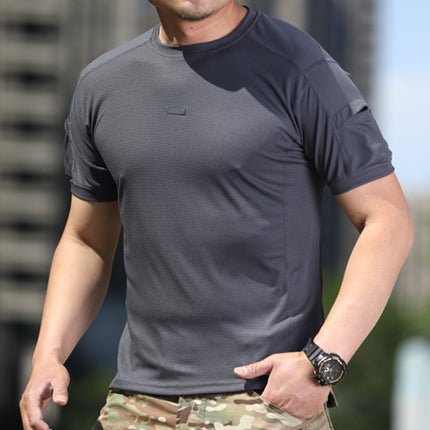 Enduring Waffling Short-sleeved Outdoor Quick-drying T-shirt Summer Stretch Perspiration Clothes Half-sleeved Tactical Fitness Training Clothes