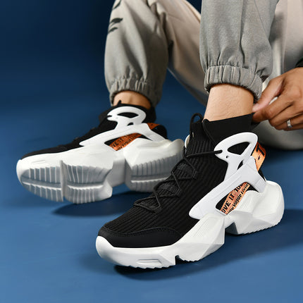 Spring and Summer New Men's Outdoor Sports and Casual Shoes Korean Style Socks Shoes Fashionable Fly Woven Men's Shoes Large Size Sports Shoes