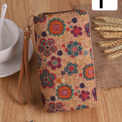 Cross-Border Bohemian Multifunctional Clutch Bag with Multiple Card Slots Wood Grain Wallet Literary Ladies Bag Card Bag Pu Small Bag