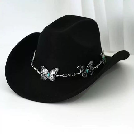 Solid Color Light Board Felt Western Cowboy Hat Outdoor Autum Hat Women's Simple French Hat Men's High-End