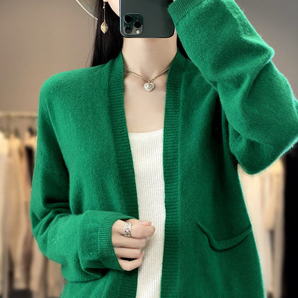 Solid Color Cardigan Women's Loose Knitwear Spring & Fall New Versatile Outwear Short Shawl Long-sleeved Slim Outer Top
