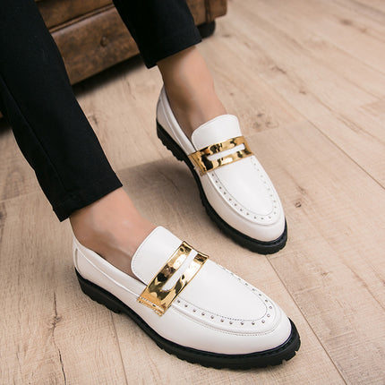 Men's Leather Shoes Casual Shoes Business Comfortable Leather Shoes Lightweight Soft Bottom Hollow-out Breathable Shoes Slip-on Men's Shoes