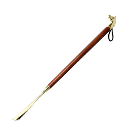 Factory direct metal alloy lion head horse head twelve zodiac shoehorn solid wood super long shoehorn in stock wholesale