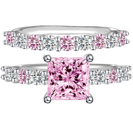 European and American AliExpress orders cross-border creative square geometric pink diamond ring ring factory direct r5173