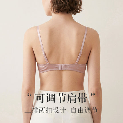 Tangge Silk Underwear Without Steel Rim 19 Mm Double-sided Satin Mulberry Silk Thin Chicken Heart Push-up Bra