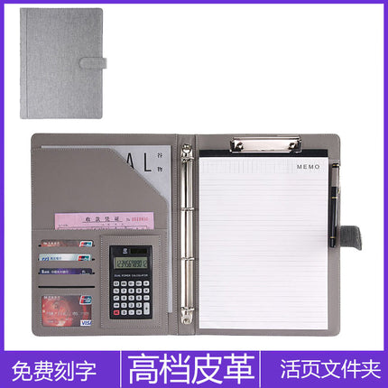 Multi-functional A4 cloth-like leather magnetic buckle loose-leaf folder contract folder business office information manager folder