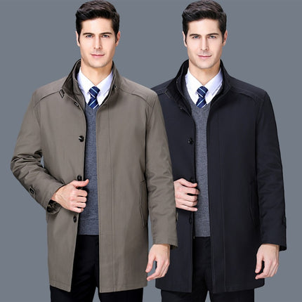 2021 Autumn and Winter New Style Middle-Aged Men's Windbreaker Business Casual Mid-Length Removable Liner Cotton Windbreaker Jacket for Men