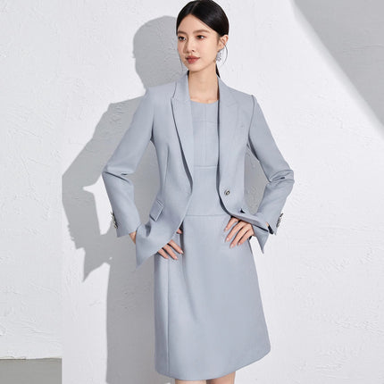 Spring and Autumn Fashion New Gray Blue Suit suit Slim-fit Slimming High-end Professional Women's dress Dress OL