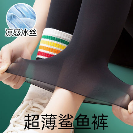 Shark Pants Spring and Autumn Thin Women's Outer Wear 2025 New Summer Ultra-thin Leggings plus size Autumn Pants Black Tight Sports