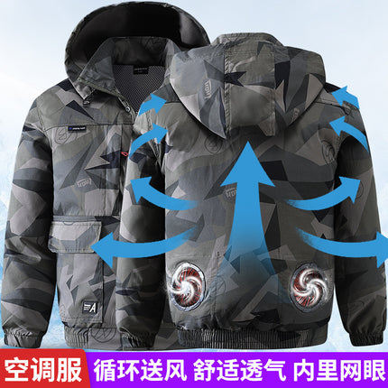 Summer Cooling Air-Conditioned Clothing with Hood for Men, Refrigeration Clothing with Fan, Welding Site Heatstroke Prevention Labor Protection Work Clothes