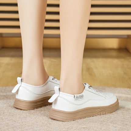 White Shoes Women's 2025 New Spring Women's Shoes Genuine Leather All-match Pregnant Women's Casual Shoes Soft Sole Sports Board Shoes