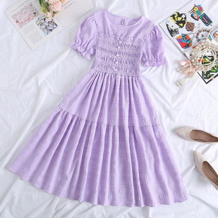 Chiffon Short-sleeved Dress for Women New ins Sense Niche Mid-length French Douyin Slimming Look Skirt