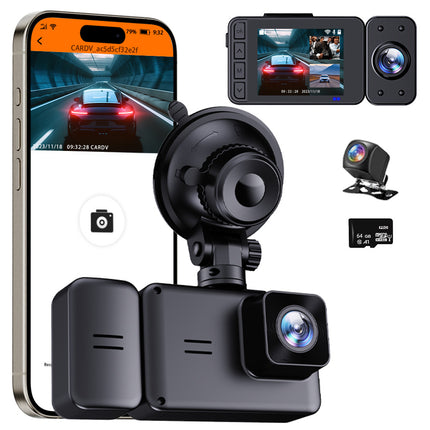 Cross-Border Three-Way Recording Wifi1080 High-Definition Camera P Driving Recorder with Parking Monitoring and Night Vision for Vehicle Use