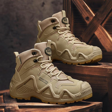 Light Luxury Waterproof Hiking Shoes Men's Ultra-Light Combat Boots High-Top Outdoor Hiking Shoes Training Tactical Boots Breathable Desert Boots