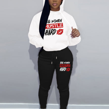 Fashion Joker Fall/Winter Sweat Pants Two-Piece Set Letter Print