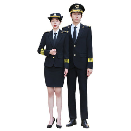 Long-Sleeved Suit High-Speed Rail Attendant Uniform Aviation College Uniform Men's and Women's Hotel Property Security Work Clothes