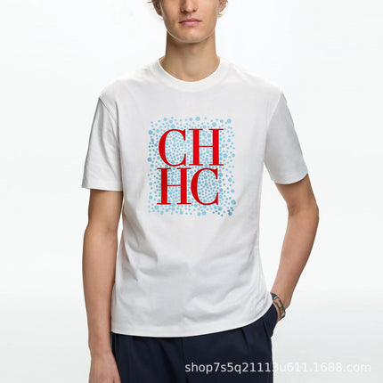 Chhc New Printed Cotton Short-Sleeve T-Shirt, Unisex Letter Design, Cross-Border Hot-Selling Item, Dropshipping Fast Delivery
