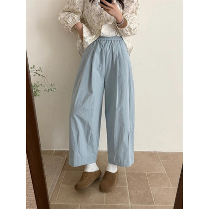 Summer New Popular Japanese-Style Paper Pants for Women, Thin and Loose, Pear-Shaped Body, Petite, Cropped Wide-Leg Pants
