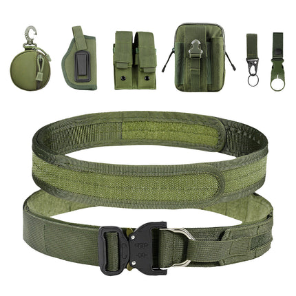 Cross-Border Nylon Double-Layer Thickened Tactical Belt Military Fans Outdoor Multi-Functional Quick-Release Buckle Security Combat Belt Set