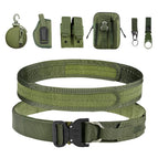 Military green - belt + small round bag + waist bag + keychain + water bottle buckle + double magazine bag + holster seven-piece set