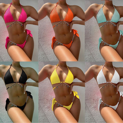Bikini Special Fabric Fashionable Swimsuit Women's Suit Sexy Multi-Color Lace Bow Beach Swimwear