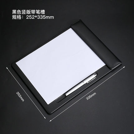 High-End Leather Hotel A4 Writing Board with Magnetic Buckle, Leather Coaster, Folder, Signing Document Board, Can Be Printed with Logo