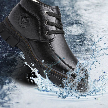 Cotton-padded shoes men's winter fleece-lined thick warm pure sheepskin fur cotton-padded boots middle-aged and elderly dad shoes non-slip cotton-padded leather shoes