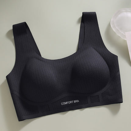 Striped Jelly Glue Underwear for Women with Wide Shoulder Straps, Nude Feeling, Anti-Sagging, Breast-Retracting Bra, Push-Up, No Rims, Can Be Shipped on Behalf of Others