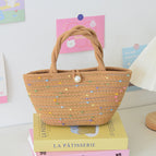Khaki dot twist bag-pearl buckle