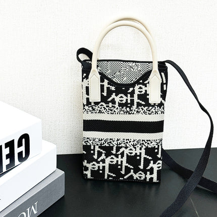 2025 Cross-Border Fly-Knit Korean Style Ins-Style Mini Crossbody Bag, Baodingbieji Phone Bag, Fashionable and Unique Knitted Bag