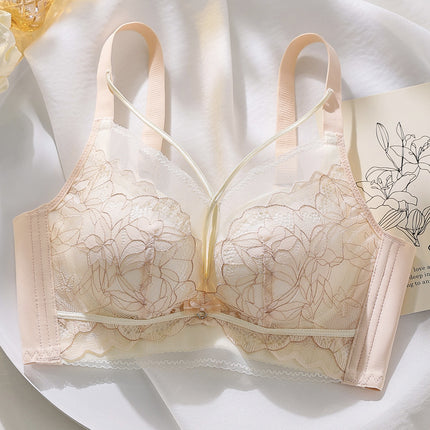 New Style Underwear Women's Lace No Steel Ring Small Chest Large Thickened Bra Push-up Adjustable Sexy Bra