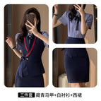 Navy Blue Vest Short-Sleeved Shirt Dress / S
