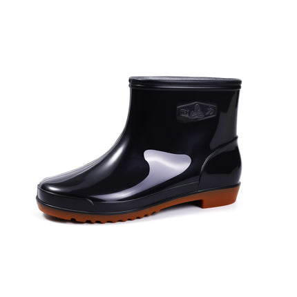 [with Insoles] Four Seasons Short Men's Rain Boots Kitchen Waterproof Black Short Water Boots Rainy Work Shoes Rubber Shoes Water Shoes