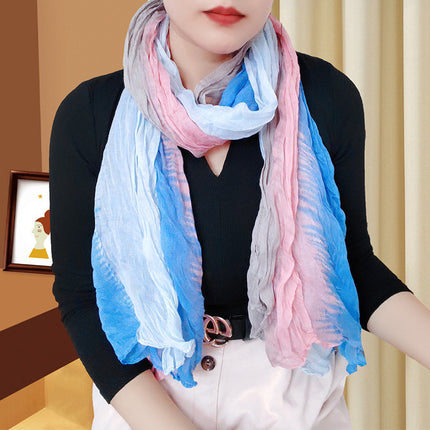 Spring and Summer Cotton Linen Pressed Pleated Leopard Scarf Women Autumn and Winter New Stylish Fashion Beach Scarf Shawl