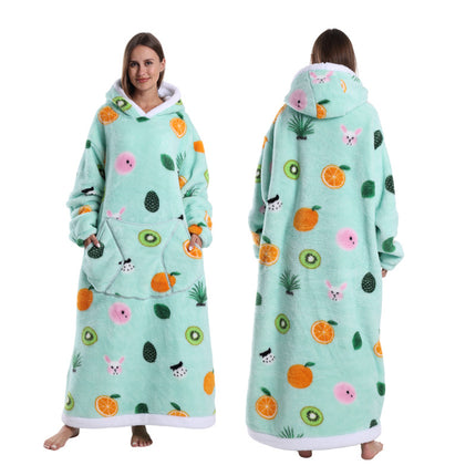 A generation of winter clothing lazy printed hoodie thickened and lengthened adult couples nightgown tk labeling cross-border