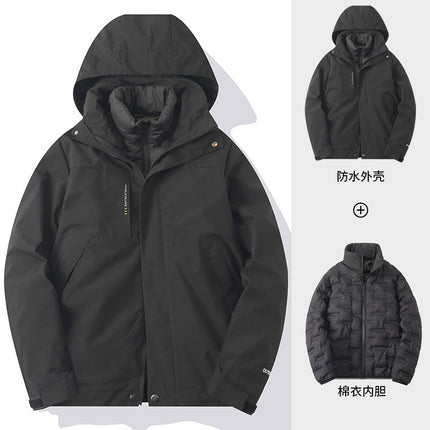 Workwear Custom Logo Winter Three-In-One Jacket for Men and Women, Removable Windproof and Waterproof Jacket with Cotton Lining