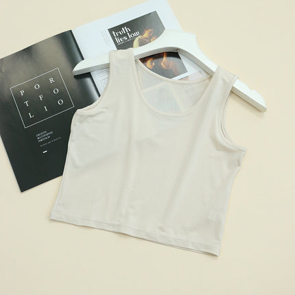 Tangge Spring and Summer Silk Spandex Women's Small Yoga Vest Sleeveless Round Neck High Elastic Mulberry Silk Base Vest Breathable