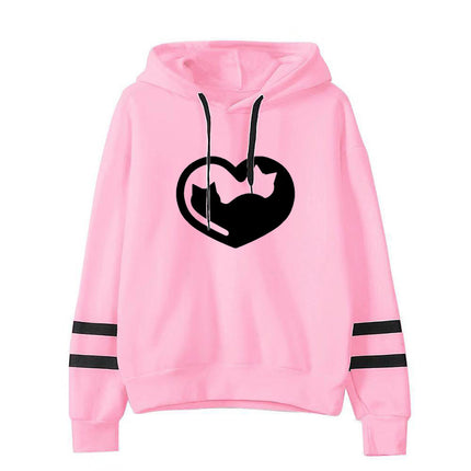 2021 AliExpress Amazon Cross-border New Valentine's Day Love Cat Printed Parallel Bars Hooded Wear Europe and America