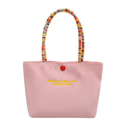 Dropshipping New Cute Letter-Print Handbag for Women, Solid Color Phone Bag, Practical Travel Small Tote Bag