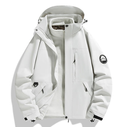 New Outdoor Three-In-One Jacket with Removable Liner, Thickened, Warm, Windproof and Waterproof Mountaineering Jacket for Men