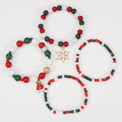 Christmas bracelet elastic rope bracelet snowman snowflake Christmas tree old man deer hat pendant bracelet gift