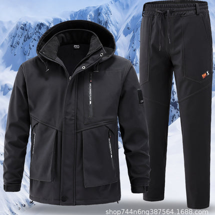 Winter Jacket Suit Men's Velvet Thickeneded Windproof and Waterproof Warm Clothing Cycling Outdoor Mountaineering Clothing Overalls