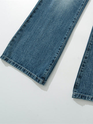 American Retro Washed White Straight Jeans Spring New Sexy Low-Waisted Loose Wide-Leg Pants Floor-Length Pants