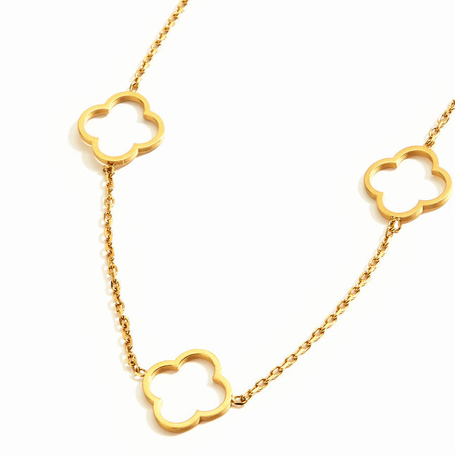 Four-Leaf Clover Clover Necklace, Cross-Border Popular Stainless Steel Vacuum Plating, 18K Non-Fading, Fashionable, Simple and Exquisite